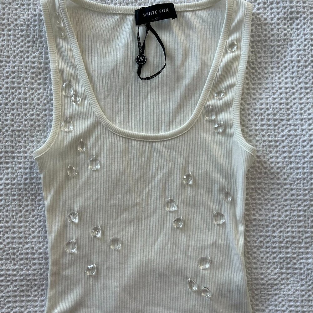 White Fox Boutique Beaded Tank Top